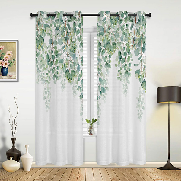 Green Leaves Window Curtains for Living Room Bedroom Curtain