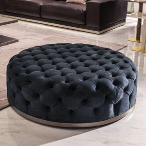 Luxurious Black Velvet Ottoman