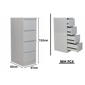 Steel Filing Cabinet for Office, Metal Storage, 4 Drawer