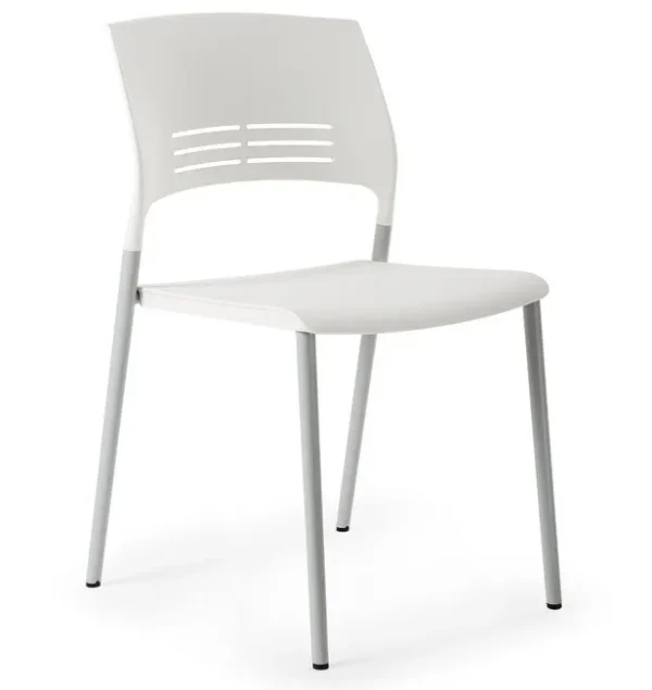 Meeting Chair Stackable Hard Wearing White Polypropylene